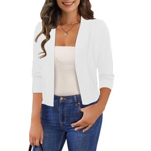 Clearlove Women's 3/4 Sleeve Cropped Cardigan Sweaters Open Front Bolero Short Shrugs - 1 of 4