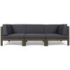 GDFStudio Keith 90.75“ Outdoor Acacia Wood 3 Seater Sofa with Cushions - 2 of 4
