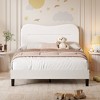 Bed Frame with Teddy Velvet Soft Curved Headboard, Platform Bed with Wooden Slats Support, Easy Assembly, Noise-Free, White - 2 of 4