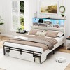 Kumasinova Farmhouse Bed Frame with Storage Headboard,LED Lights and Charging Station,Platform Bed with Steel Slats,1200lbs Max - 2 of 4
