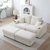VYNXARIA Loveseat with Ottomans,Corduroy Fabric Modular Sectional Sofa,Comfy Deep Plush Couch with Ottomans and Two Pillows,Beige - 2 of 4