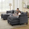 Modular Sectional Sofa,Corduroy Cloud Couch with Movable Ottoman&Throw Pillows,Modern L/U-Shaped Sofa,Comfy Deep Seat Couch for Living Rooms,Bedroom - 4 of 4