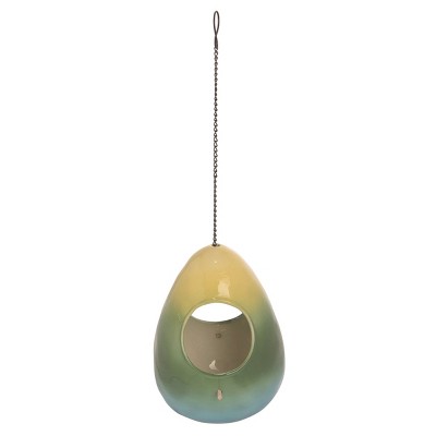 Transpac Dolomite 8 in. Green Spring Hanging Bird Feeder