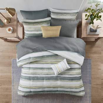 Madison Park 8pc Fairbanks Printed Seersucker Comforter and Coverlet Set Collection