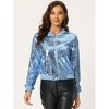 INSPIRE CHIC Women's Party Sequin Sparkle Long Sleeve Cropped Length Zipper Bomber Jacket - image 3 of 4