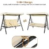 Outdoor 3-Seater Porch Swing with Adjustable Canopy, Cushions & Pillow, Waterproof Hanging Patio Bench for Backyard, Beige - 3 of 4