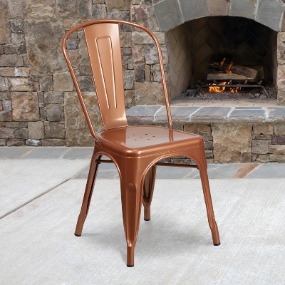 Copper Elegance Stackable Metal Indoor-Outdoor Chair