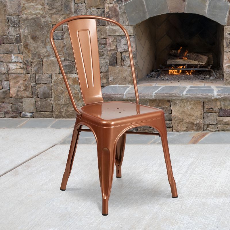 Flash Furniture Commercial Grade Metal Indoor-Outdoor Stackable Chair, 3 of 12
