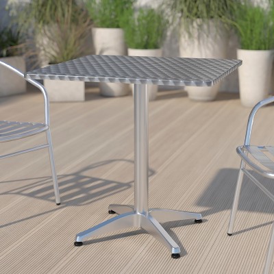 Mellie 27.5'' Square Silver Stainless Steel Dining Table
