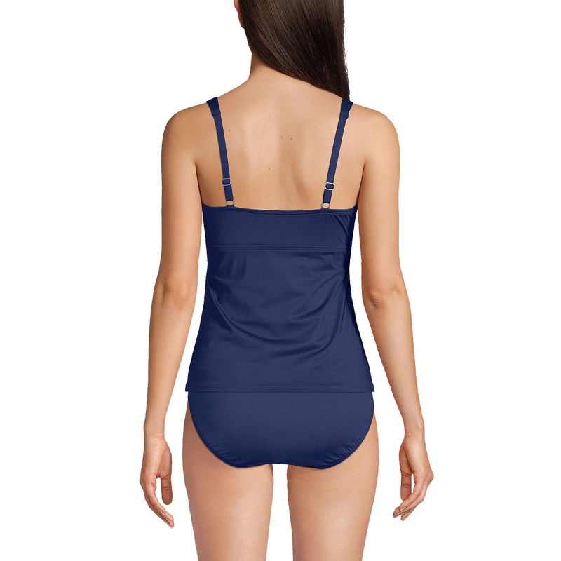 Lands' End Women's Chlorine Resistant Tummy Control V-Neck Wrap Underwire Tankini Top Swimsuit, 2 of 7