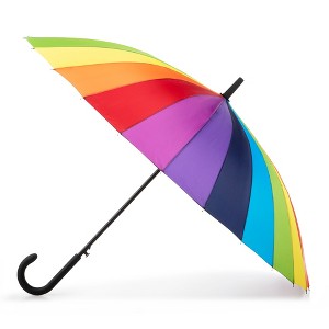 totes Large Eco Auto-Open 24 Rib Stick Umbrella with a Classic J Hook Curved Handle - 1 of 3