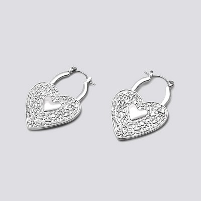 Textured Heart Hoop Earring - Wild Fable™ Silver