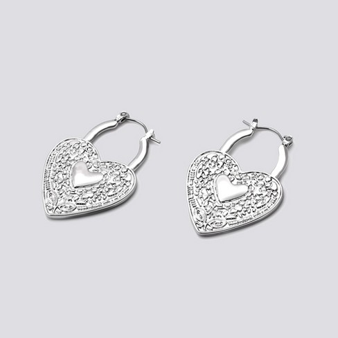 Textured Heart Hoop Earring Wild Fable Silver Target