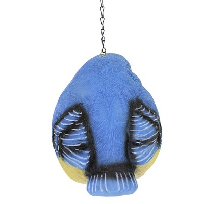 Blue and Orange Polyresin Bird Shaped Hanging Birdhouse