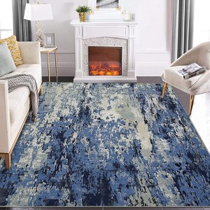 Modern Splashed Ink Printed Machine Washable Area Rug Ultra Thin Stain Resistant Non Shedding Non Slip Pet Friendly Floor Rug for Home Decor - 1 of 4