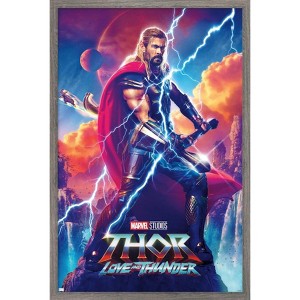 Trends International Marvel Thor: Love and Thunder - Thor Odinson One Sheet Framed Wall Poster Prints - 1 of 4