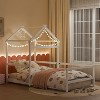 JOYMOR Twin House Floor Bed Frame with Roof, Wooden Montessori Bed with Safety Fence, Kids Bedroom (White) - 3 of 4