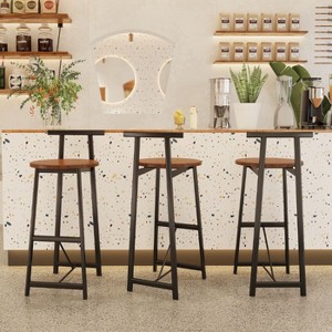 CAVINAS 27" Kitchen Bar Stools Set of 3, Counter Barstools with Backrest, Ergonomic Design, Steel Frame - 1 of 4