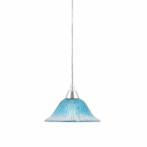 Toltec Lighting Any 1 - Light Pendant in  Chrome with 10" Teal Crystal Shade - 1 of 1