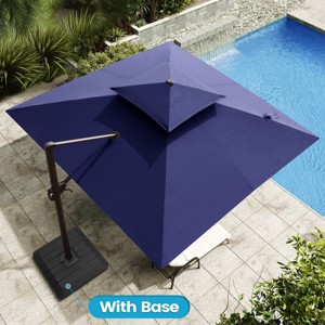 Crestlive Products 10.5FT Square Double Top Cantilever Umbrella UV30+ with Base Set Outdoor 360° Rotation 6 Heights Adjustable Offset Umbrella - 1 of 4
