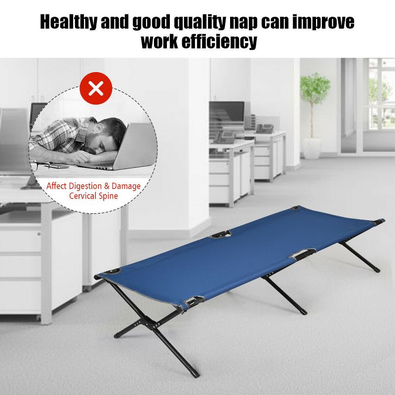 Costway Folding Camping Cot & Bed Heavy-Duty for Adults Kids w/ Carrying Bag 300LBS Blue, 4 of 11