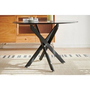 Cross Leg Modern Dining Table, with Round or Square Table Top, Pedestal Dining Table, End Table Leisure Coffee Table - 1 of 4