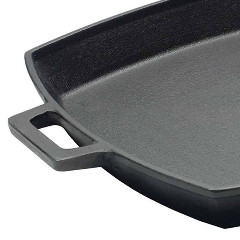 Bayou Classic 12 x 14 Inch Heavyweight Even-Heating Oven & Broiler Safe Cast Iron Shallow Skillet Pan with Wide Loop Handles for Cooking or Baking, 4 of 8