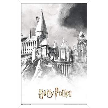 Trends International The Wizarding World: Harry Potter - Illustrated Hogwarts Framed Wall Poster Prints