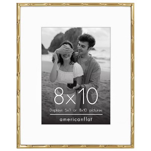 Americanflat Picture Frame with Bamboo-Style Molding and Shatter-Resistant Glass and Mat - Gallery Style Frames for Tabletop or Wall Display - 1 of 4