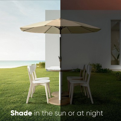 Tan 9' Outdoor Patio Umbrella with Rib Replacement Technology