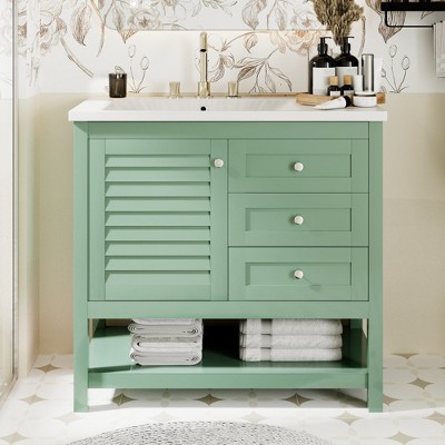 NicBex Bathroom Vanity without Sink/with Sink,Classical Bathroom Sink Vanity with Drawers,30"/36" Bathroom Sink Cabinet,Green