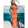 Floral V Neck Maxi Dress Sexy Sleeveless Lace Patchwork Long Dress Backless Flowy Beach Sundress - 2 of 4