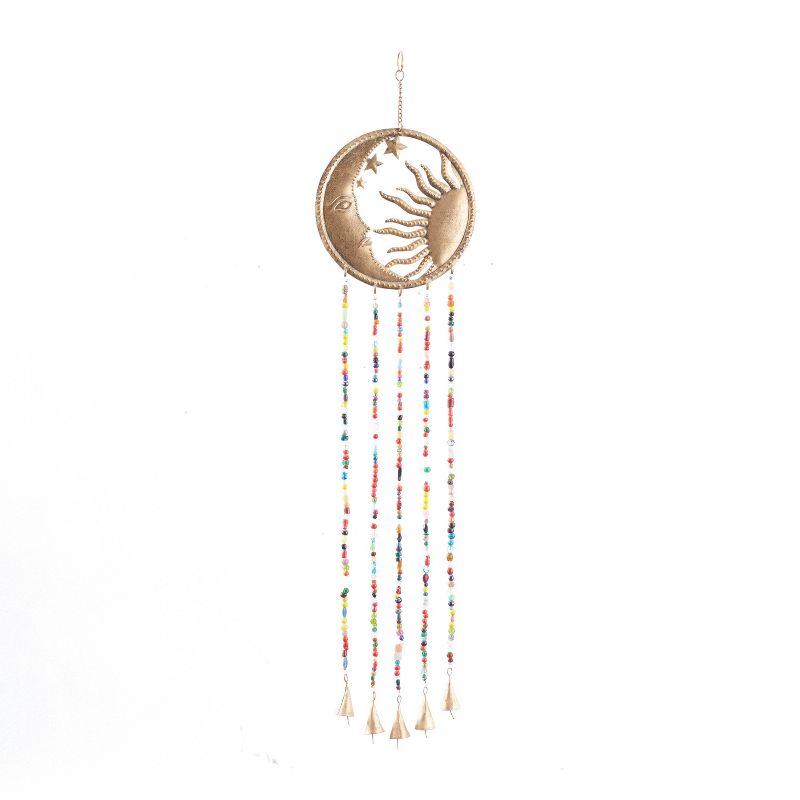 37&#34; Iron Glam Moon and Sun Windchime with Beaded Strands Brass - Olivia &#38; May, 1 of 8