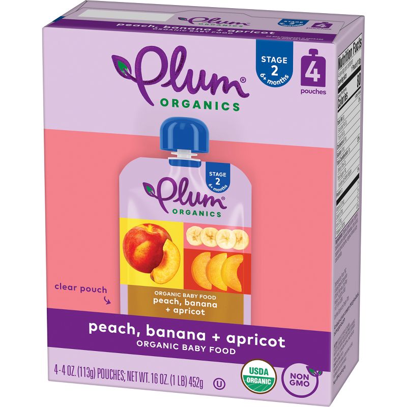 Plum Organics Stage 2 Peach Banana & Apricot Baby Food Pouch - (Select Count), 5 of 15
