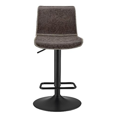 Jayden Vintage Coffee Brown & Frosted Black Adjustable Swivel Barstool