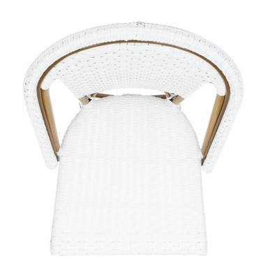 Salcha Coastal White & Light Brown PE Wicker Bistro Side Chair, Set of 2