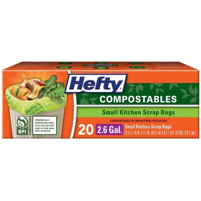 Hefty Compostables Small Kitchen Scrap Trash Bag - 2.6 Gallon - 20ct