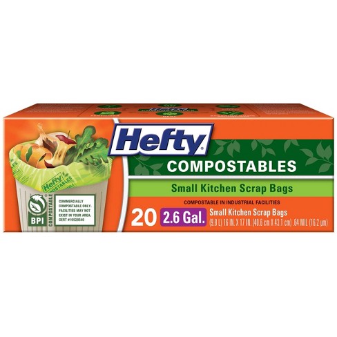 Hefty Compostables Small Kitchen Scrap Trash Bag - 2.6 Gallon - 20ct :  Target