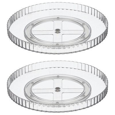 mDesign Fluted Lazy Susan Turntable Spinner, Kitchen Organizing, 2 Pack, Clear