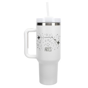 100 North Aries Zodiac Astrology Star Sign Wrap-Around 40 Oz. Stainless Steel Water Bottle Coffee Mug, Spill & Leak Resistant, Travel Tumbler with - 1 of 4