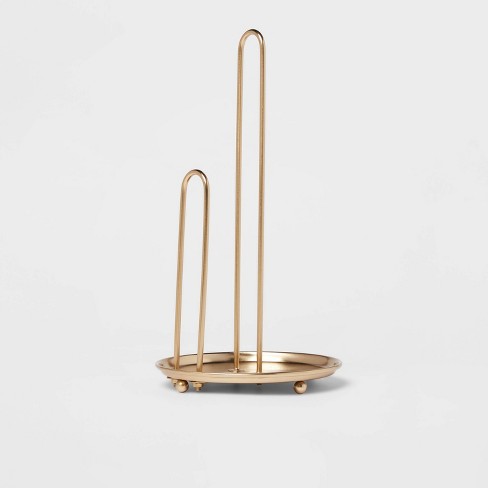 Brushed Gold Brass Paper Towel Holder Stand for Kitchen Countertop & Dining  Room