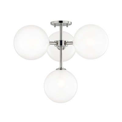 Mitzi Ashleigh 4 - Light Semi-Flush Mount in  Polished Nickel Clear Etched Shade