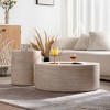Modern Drum-Style Round Coffee Table with Marble Texture Pattern, No-Assembly Accent Table for Living Room or Apartment – The Pop Home - 2 of 4