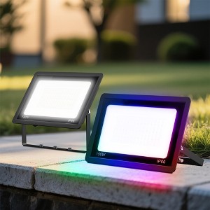 DORESshop 150W Black Plug-in Outdoor 4500 Lumen RGB Integrated LED Flood Light with 9. 8FT Cord, Waterproof Dusk to Dawn Light - 1 of 4