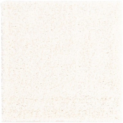 Snow White 3'3" Square Shag Rug for Easy Care and Kids' Spaces