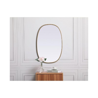 Brass Oval Full Length Metal Frame Bathroom Mirror