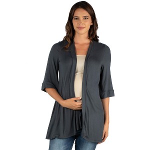 Maternity Open Front Elbow Length Sleeve Cardigan - 24seven Comfort Apparel™ - 1 of 3