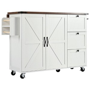 NicBex 3 Drawer Rolling Kitchen Island Cart with 1 Double-Door Cabinet and Racks,Kitchen Island on Wheels with Storage,Island Table for Kitchen - 1 of 4