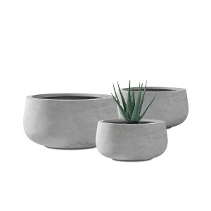 Rosemead Home & Garden 3pc Concrete Outdoor Planter Pots Cement Gray - 1 of 4