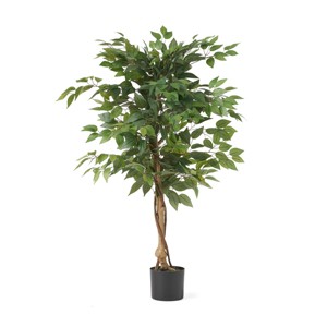 Syemin Artificial Plants Artificial Ficus Tree Dense Full Bodied Leaves Natural Branch Shape Durable For Indoor Space, Green, 49.25"*7"*7" - 1 of 4